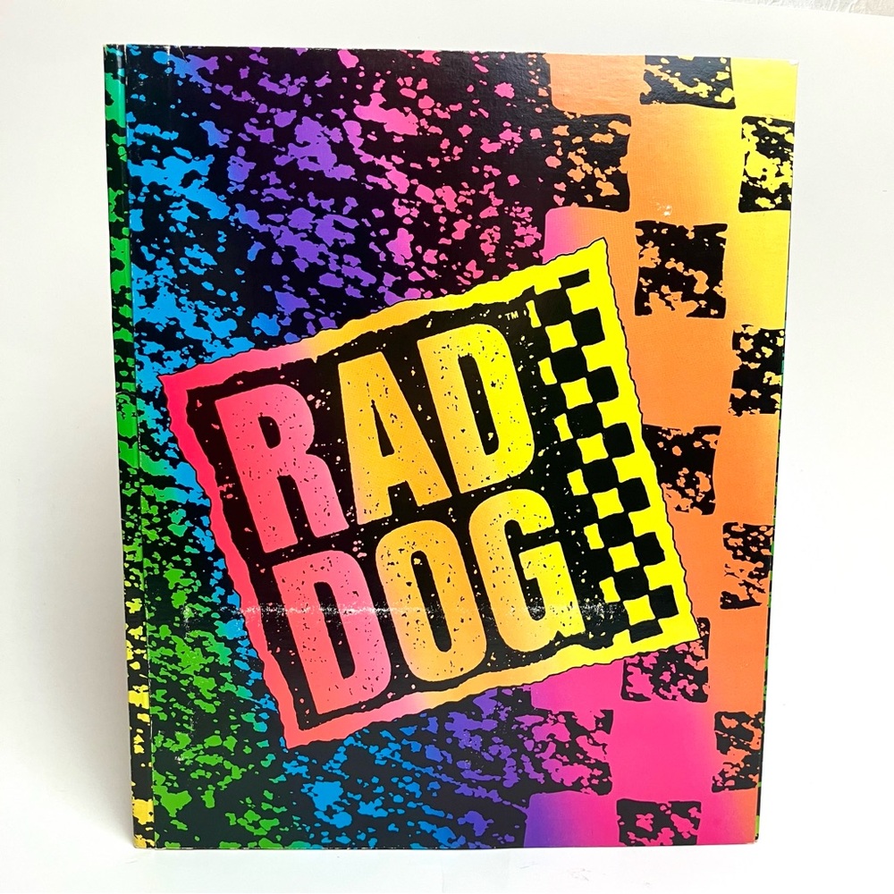 Vintage School Folder 80s Multicolor 90s Fluo Rad Dog Graphic Mead Pocket
